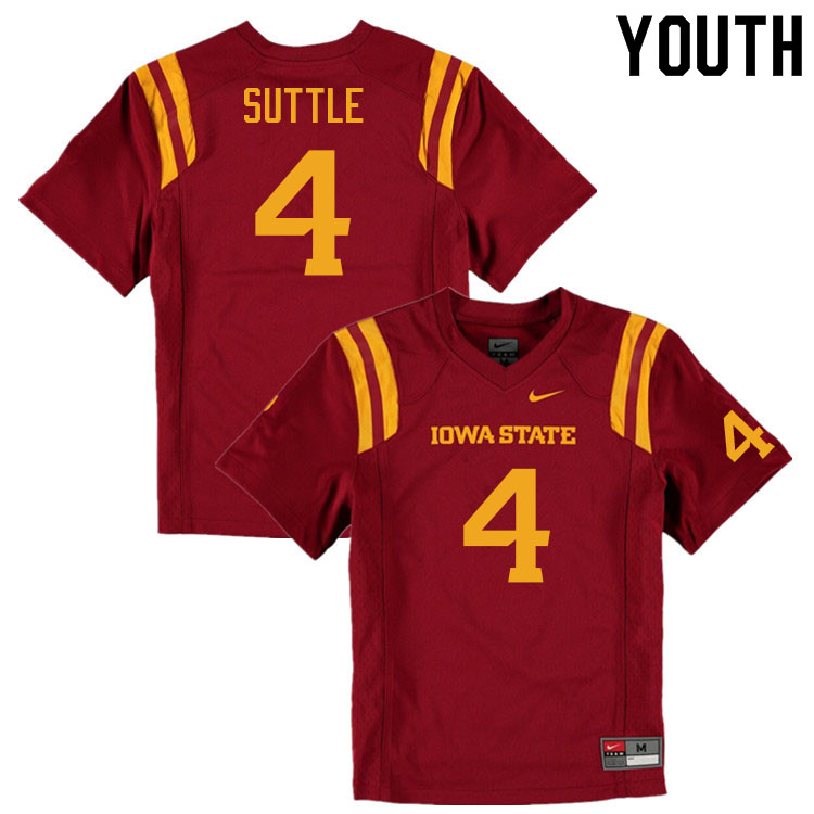 Youth #4 Corey Suttle Iowa State Cyclones College Football Jerseys Sale-Cardinal - Click Image to Close